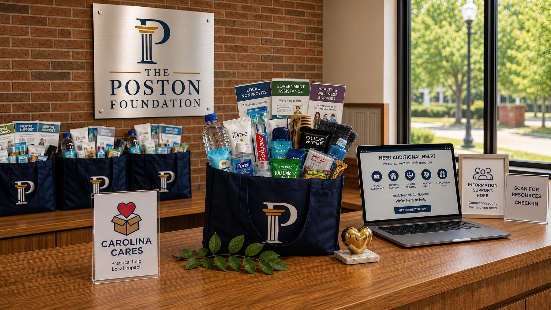 Carolina Cares Essentials Kits and community resource support campaign visualization