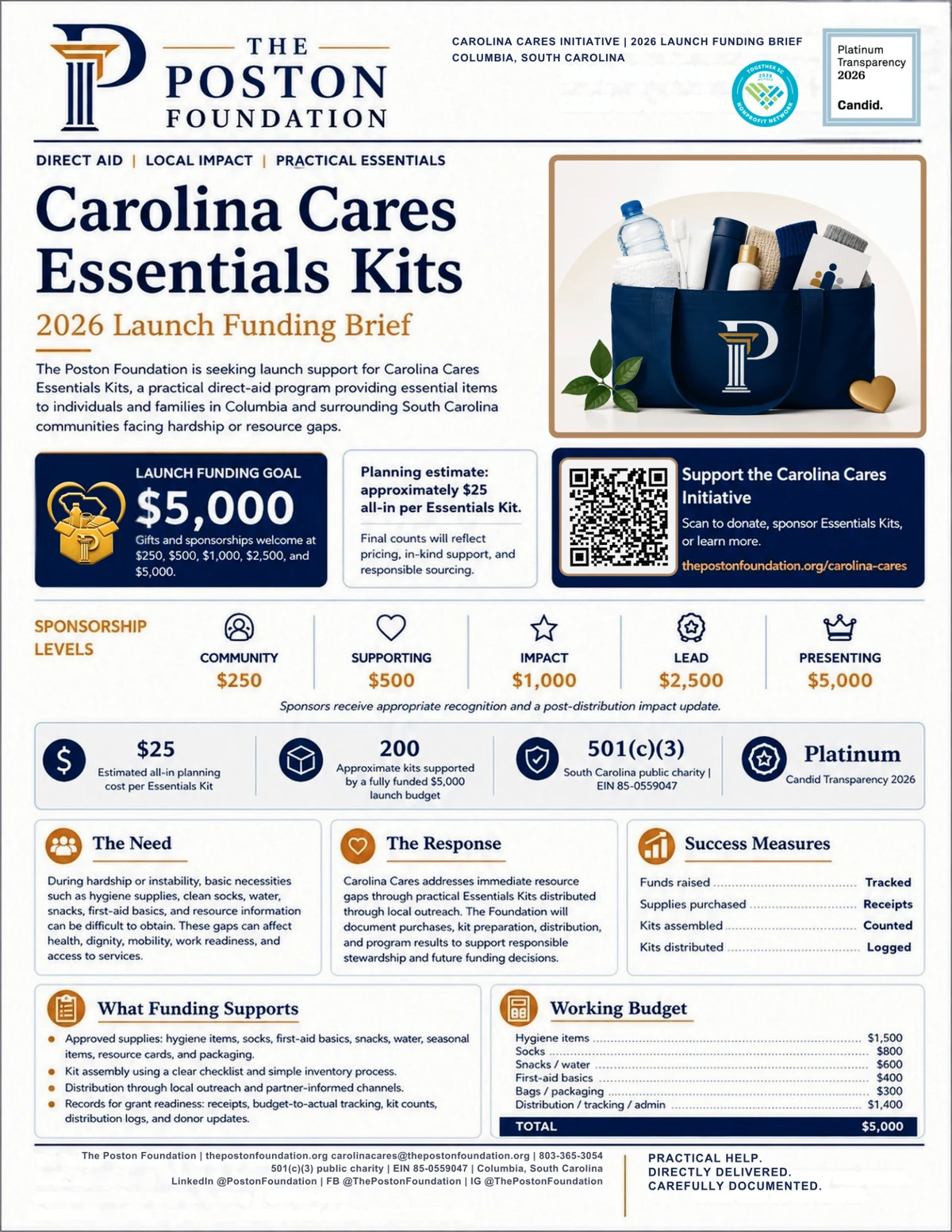 Carolina Cares launch funding brief artwork