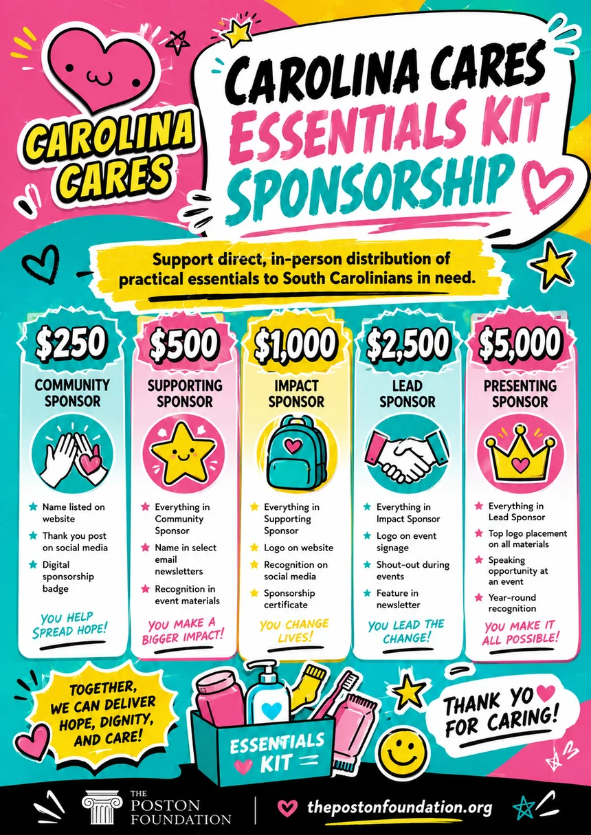 Carolina Cares Essentials Kit Sponsorship levels