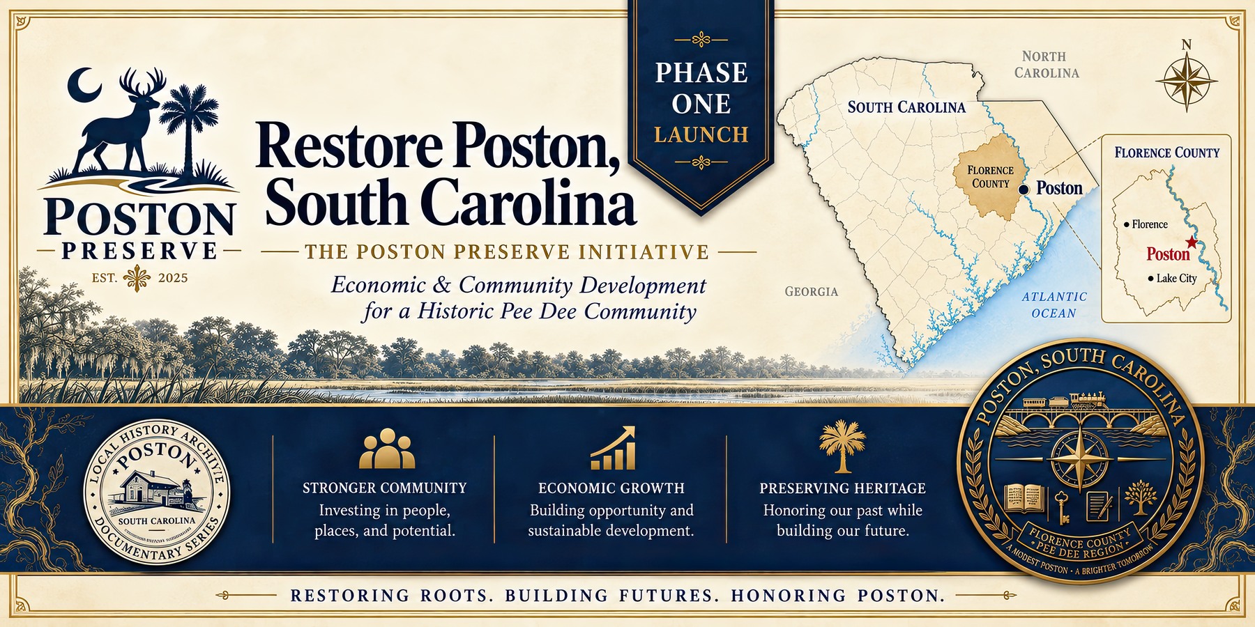 Poston Preserve Phase One launch campaign: Restore Poston, South Carolina